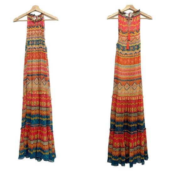 NWT Chufy Memories of Peru Mancora Viscose Lurex Chiffon Maxi Dress Size XS - Picture 3 of 13